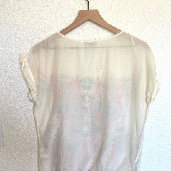 1.2.3 Paris Women's Emboridered Medium Large Silk/Cotton Sheer Blouse Boho - Picture 8 of 11